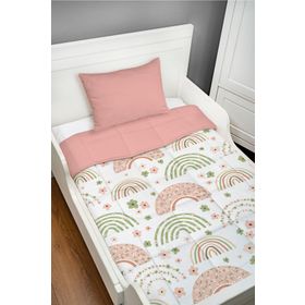 Tuğba Kuğu Iconic Serisi Soft Çiçekli Ay ve Gökkuşağı 95x195 cm Montessori Yorgan Seti