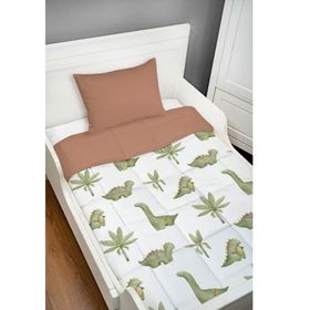 Tuğba Kuğu Iconic Serisi Yeşil Dinozorlar 95x195 cm Montessori Yorgan Seti