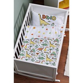 Tuğba Kuğu Pure Baby Serisi Dino ve Kaktüsler 60x100 cm Anne Yanı Beşik Nevresim Takımı