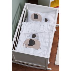 Tuğba Kuğu Pure Baby Serisi Filler ve Evler 60x100 cm Anne Yanı Beşik Nevresim Takımı
