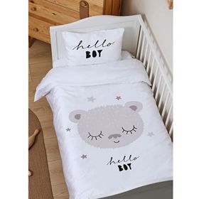 Tuğba Kuğu Pure Baby Serisi Kahverengi Kulaklı Ayıcık 100x150 cm Organik Bebek Nevresim Takımı