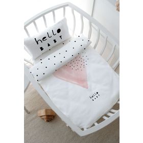 Tuğba Kuğu Pure Baby Serisi Pembe Romantik Kalp 60x100 cm Anne Yanı Beşik Nevresim Takımı