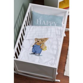 Tuğba Kuğu Pure Baby Serisi Salopetli Ayıcık 60x100 cm Anne Yanı Beşik Nevresim Takımı