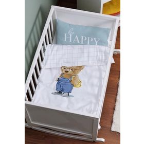 Tuğba Kuğu Pure Baby Serisi Salopetli Ayıcık 60x100 cm Anne Yanı Beşik Nevresim Takımı