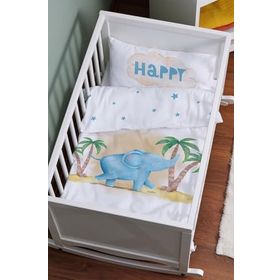Tuğba Kuğu Pure Baby Serisi Sevimli Fil 60x100 cm Anne Yanı Beşik Nevresim Takımı