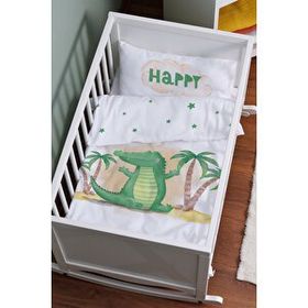 Tuğba Kuğu Pure Baby Serisi Sevimli Timsah 60x100 cm Anne Yanı Beşik Nevresim Takımı