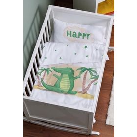 Tuğba Kuğu Pure Baby Serisi Sevimli Timsah 60x100 cm Anne Yanı Beşik Nevresim Takımı