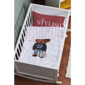 Tuğba Kuğu Pure Baby Serisi Sportmen Ayıcık 60x100 cm Anne Yanı Beşik Nevresim Takımı