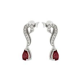 Tuğrul Altın T51 0.09 ct Pırlantalı Yakut Küpe