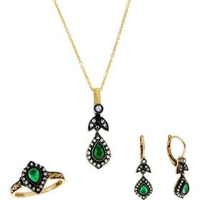 Tuğrul Altın T51 0.39 Ct Zümrüt Elmas Set
