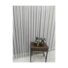 Tül Shop Çizgili Sade Spor 1-2 Seyrek Pileli Beyaz 190x250 cm Tül Perde