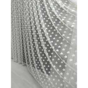 Tül Shop Yıldız Desenli 1-2 Seyrek Pileli Beyaz 180x250 cm Tül Perde