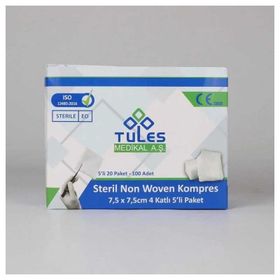 Tules 7.5x7.5 cm 100 Adet Spanç Non-Woven Kumaş Emici Kompres