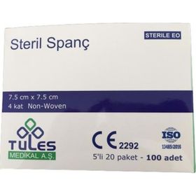 Tules 7.5x7.5 cm 100'lü Steril Spanç Emici Kompres