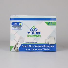 Tules 7.5x7.5 cm 100'lü Steril Spanç Emici Kompres