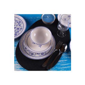 Tulu Porselen Blue Blanc Mavi Krem 24 Parça 6 Kişilik Günlük Yemek Takımı