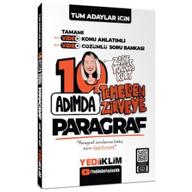Tüm Adaylar İçin 10 Adımda Paragraf Video Konu Anlatımlı ve Video Çözümlü Soru Bankası - Yediiklim Yayınları