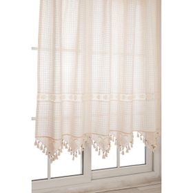 Tuncay Tekstil Buldan İşi Otantik Monika El Dantelli Keten Bej 400x120 cm Güneşlik