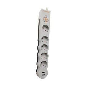 Tunçmatik +2 USB Beyaz Gri Beşli Enerji Koruma Prizi