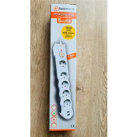 Tuncmatik Beyaz Beşli Akım Korumalı 2 Usb Girişli Priz