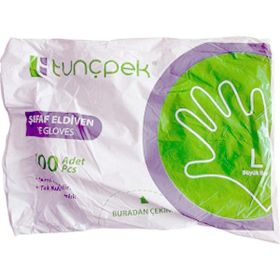 Tunçpek 100'lü Paket Şeffaf Hışır Poşet PET Eldiven