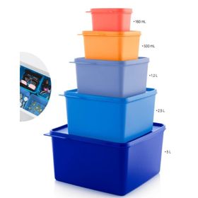 Tupperware 5'li Renkli Dikdörtgen Saklama Kabı