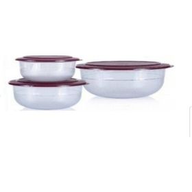 Tupperware Bordo 3'lü Kristalin Saklama Kabı