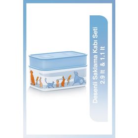 Tupperware Desenli 2.9-1.1 lt Saklama Kabı Seti