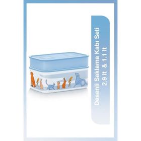 Tupperware Desenli 2.9-1.1 lt Saklama Kabı Seti