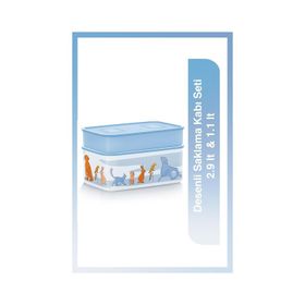 Tupperware Desenli 2.9-1.1 lt Saklama Kabı Seti