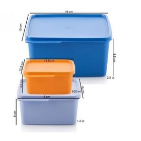 Tupperware Kare 3'lü 500-1.2-2.5 lt Saklama Kabı
