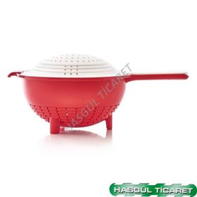 Tupperware Kırmızı Çift Süzgeç