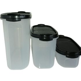 Tupperware Oval 3'lü Siyah Kuru Gıda Saklama Kabı
