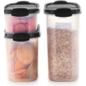 Tupperware Oval 3'lü Siyah Kuru Gıda Saklama Kabı