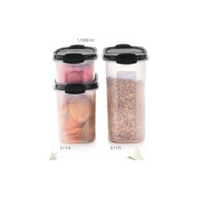 Tupperware Oval 3'lü Siyah Kuru Gıda Saklama Kabı