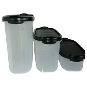 Tupperware Oval 3'lü Siyah Kuru Gıda Saklama Kabı