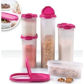Tupperware Oval 5'li Pembe Saklama Kabı