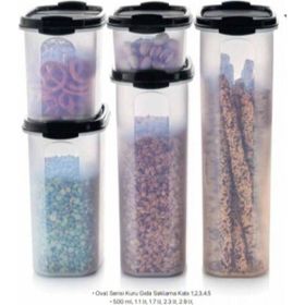 Tupperware Oval 5'li Siyah Saklama Kabı