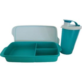 Tupperware Turkuaz 1 lt Beslenme Kutusu ve 470 ml Suluk Seti