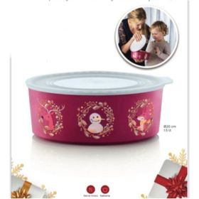 Tupperware Yuvarlak Kırmızı Kardan Adam 1.5 L Yılbaşı Kurabiye Kutusu