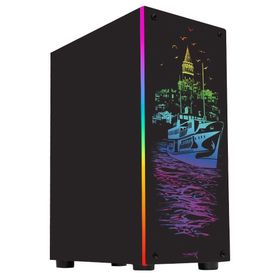 Turbox Galata 1X Fan Siyah USB 3.0 250 W 300 W Atx Ön Panel Rgb Led Ofis Kasası