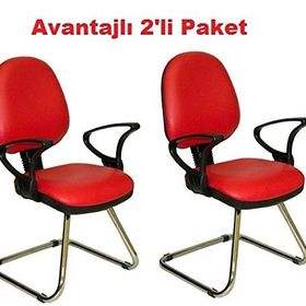Türksit Kozmo Şef Avantajli 2'li Paket Z Ayak Kirmizi Bekleme Koltuğu