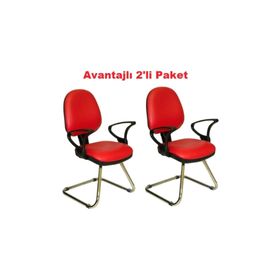Türksit Kozmo Şef Avantajli 2'li Paket Z Ayak Kirmizi Bekleme Koltuğu