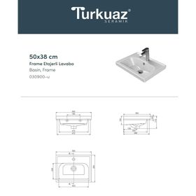 Turkuaz 030900-U 50x38 cm Cerastyle Frame Etajerli Lavabo