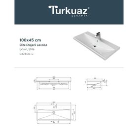 Turkuaz 031400 100x45 cm Frame Etajerli Lavabo