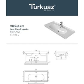 Turkuaz 031400 100x45 cm Frame Etajerli Lavabo