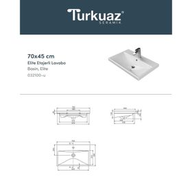 Turkuaz 032100-U 70x45 cm Cerastyle Elite Etajerli Lavabo