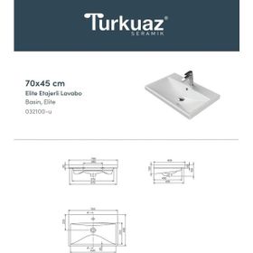 Turkuaz 032100-U 70x45 cm Cerastyle Elite Etajerli Lavabo