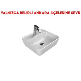 Turkuaz 076300-U 46x42 cm Cerastyle One Tezgah Üstü Batarya Delikli Lavabo