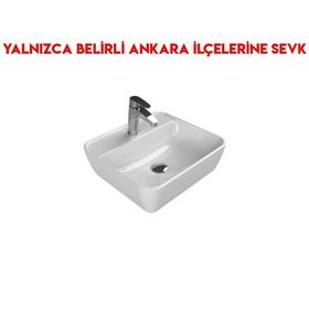Turkuaz 076300-U 46x42 cm Cerastyle One Tezgah Üstü Batarya Delikli Lavabo